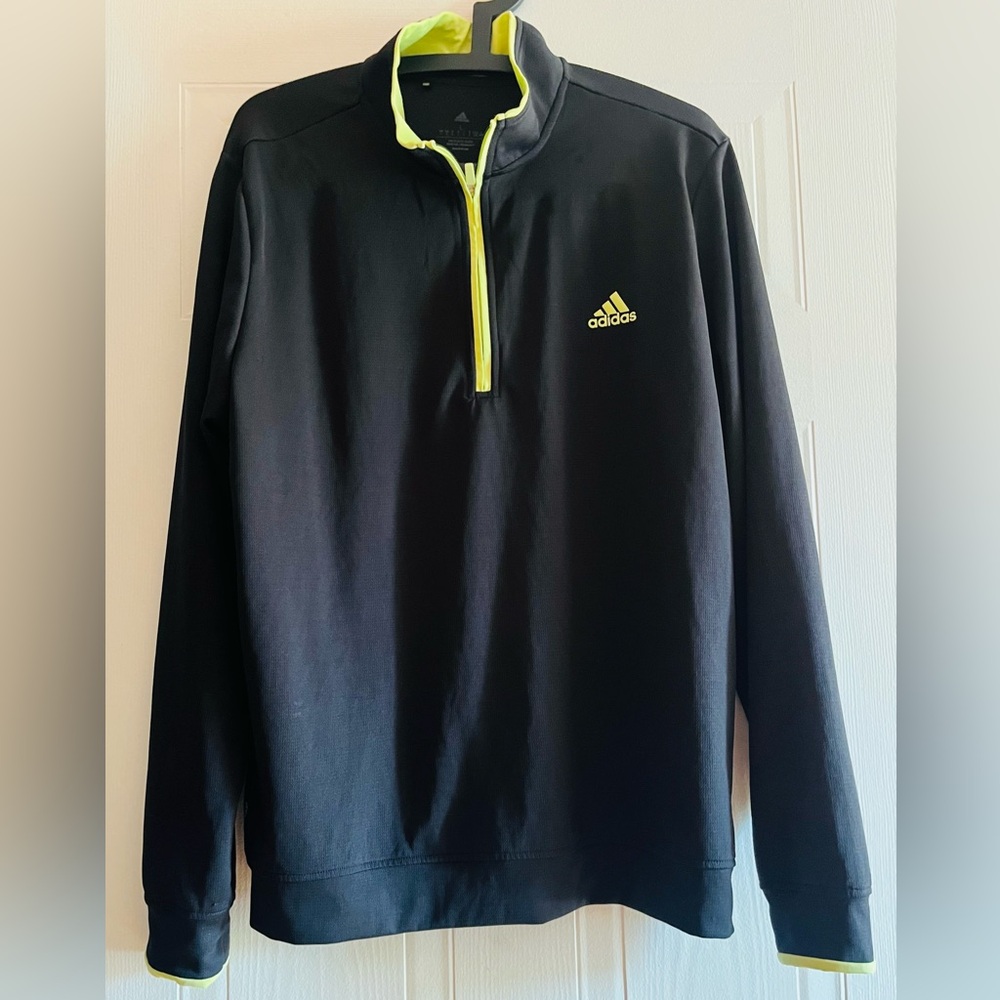 Adidas Black and Neon Yellow men's Pullover. Large